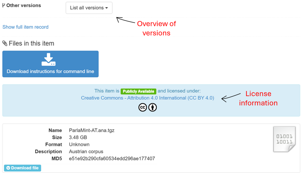 Figure 10. ParlaMint provenance information in the CLARIN.SI
                           repository (Part 2). 