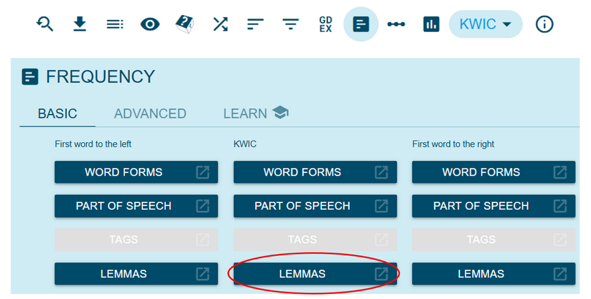 Figure 29. Listing all different occurrences of the selected NER
                           type.