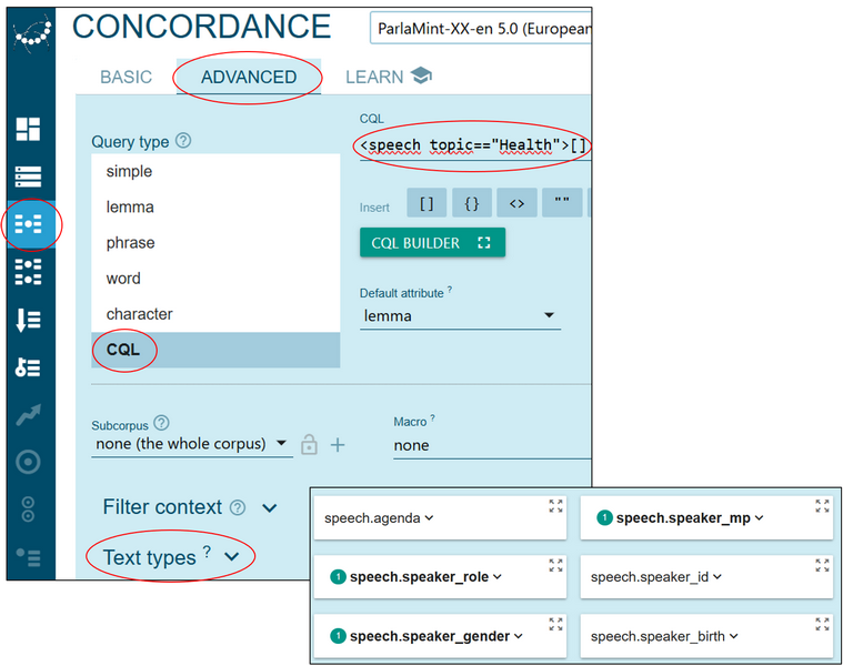 Figure 44. Enter the CQL query and metadata values under the Advanced
                           tab.