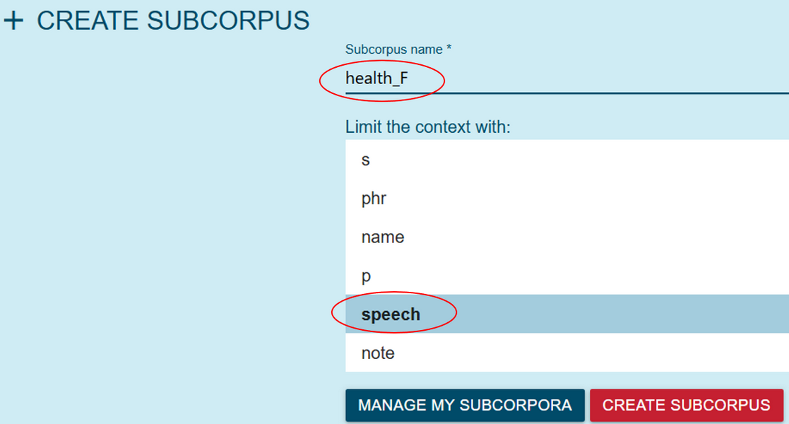 Figure 45. Create the subcorpus of health-related speeches produced by
                           women MPs.