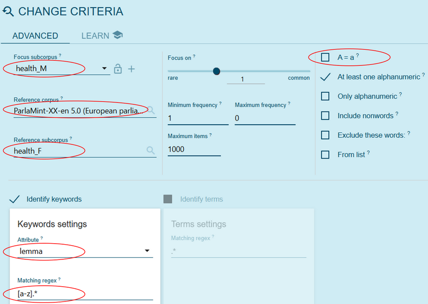 Figure 54. Add regular expression (regex) to exclude proper
                              nouns.